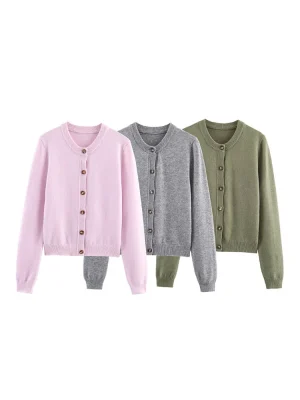 Women’s Autumn Round Neck Knit Jacket