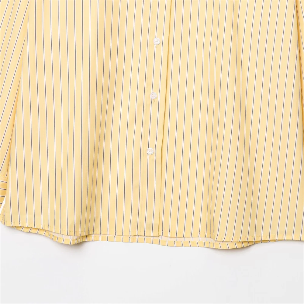 Women’s Striped Single-Breasted Collar Shirt - Image 6
