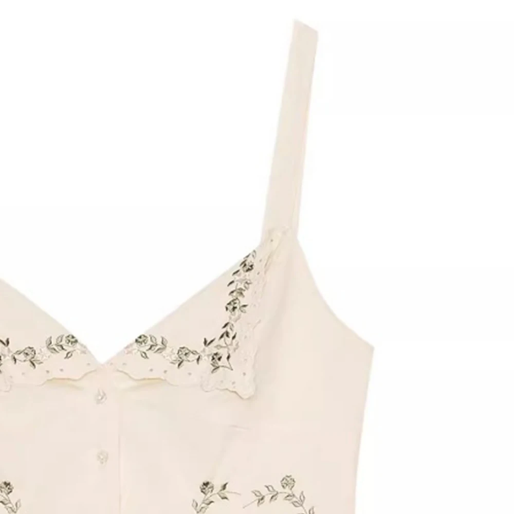 Women’s V-Neck Vest with Floral Embroidery - Image 4