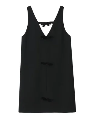 Women’s V-Neck Sleeveless Bow Dress