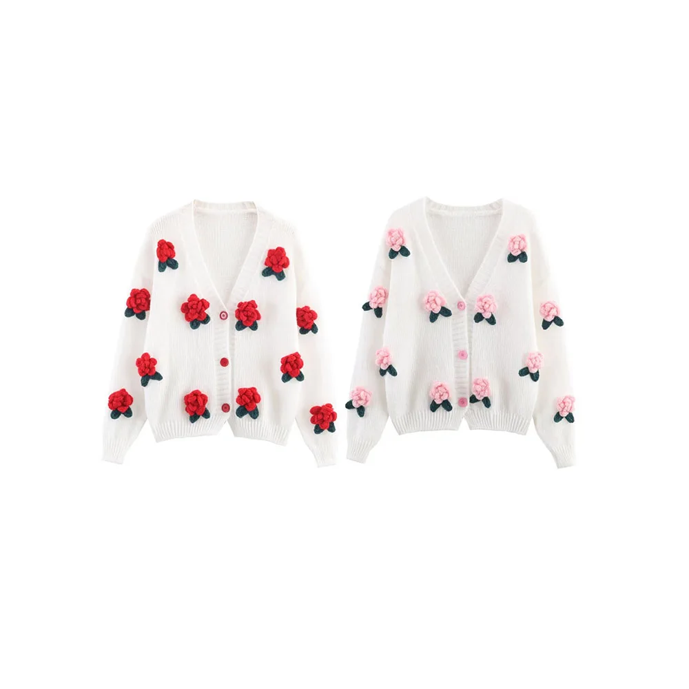 Women’s Autumn Handmade Flower Knit Cardigan