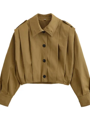 Women’s Retro Loose Pleated Jacket