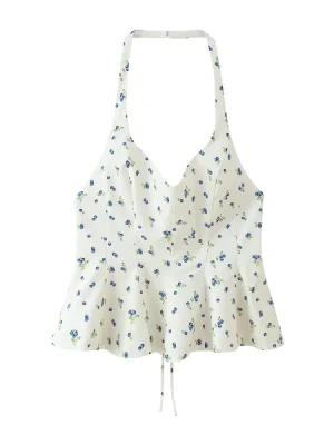 Women’s Floral Halter Neck Slim Tank Top