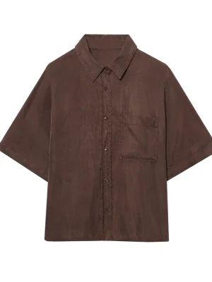 Women’s Drape Collar Shirt with Buckle