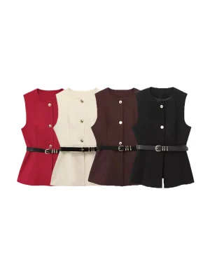 Women’s Belted Long Waistcoat