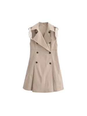 Chic Double Breasted Mini Dress with Scarf Detail