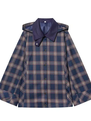 Women’s Vintage Grid Print Hooded Jacket