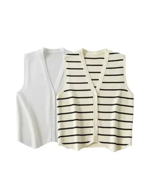 Chic Striped Sweater Vest for Women