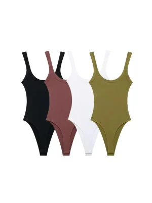 Skinny Ribbed Strap Bodysuit