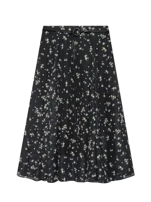 Women’s Printed Belted High Waist Skirt