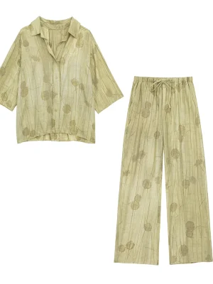 Chic Jacquard Shirt & Pants Set