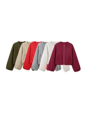 Oversized Soft Bomber Jacket for Women