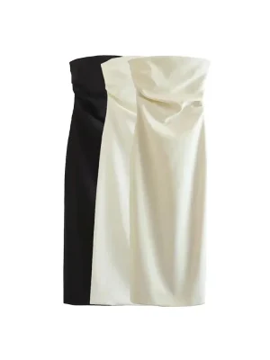 Strapless Gathered Midi Dress for Women