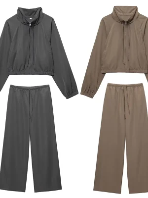 Women’s High-Waist Wide-Leg Pants 2-Piece Set