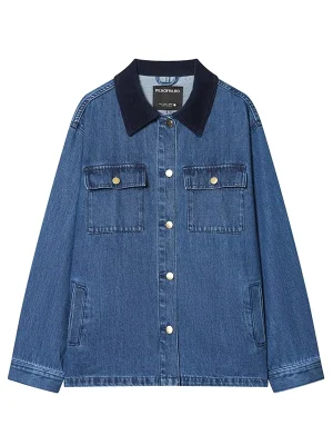 Women’s Vintage Denim Jacket with Corduroy Collar