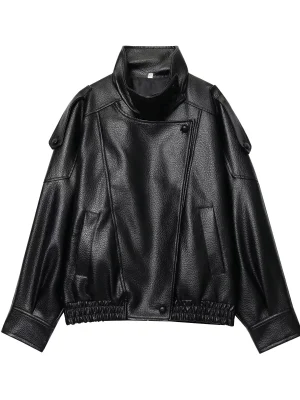 Women’s Loose Faux Leather Jacket