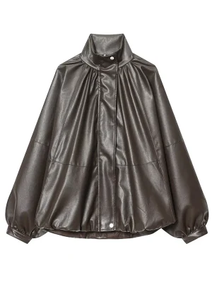 Spring Fashion Women’s Loose Faux Leather Jacket