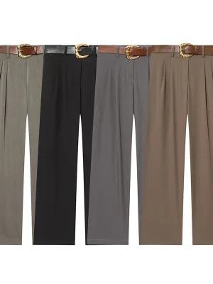 Women’s High Waist Straight Pants with Belt