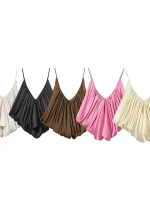 Satin V-Neck Sleeveless Slip Top for Women