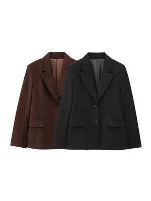 Women’s Chic Peplum Blazer Coat with Front Buttons