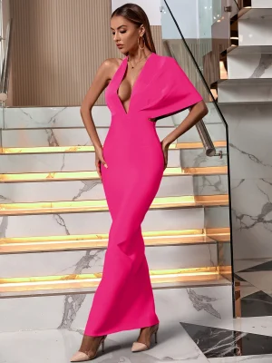 Sexy Hot Pink Backless Bodycon Dress