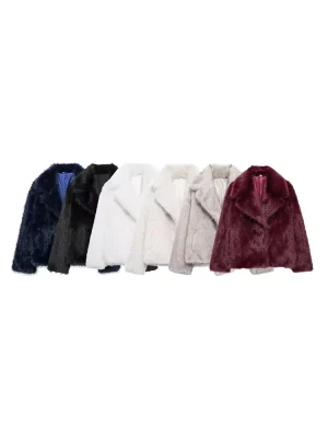 Cozy Faux Fur Long Sleeve Coat for Women