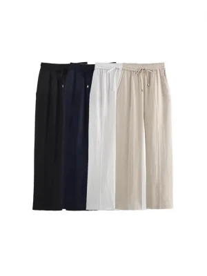 Chic Elastic Waist Straight Pants