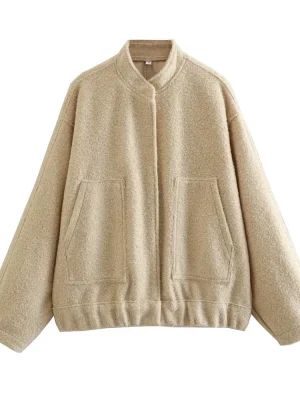 Oversized Vintage Bomber Jacket with Pockets