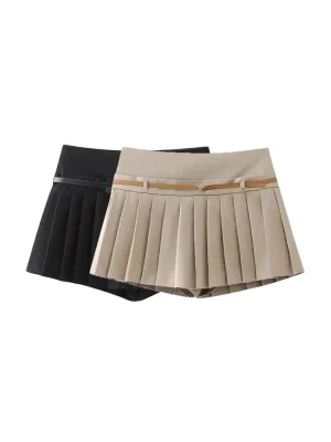 Fashion Pleated Mid-Waist Skort for Women