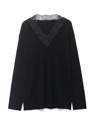 Chic Lace Detail Long Sleeve Pullover
