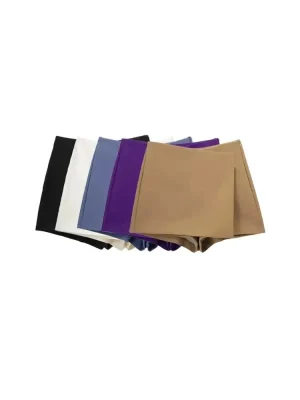 High Waist Asymmetric Skort for Women