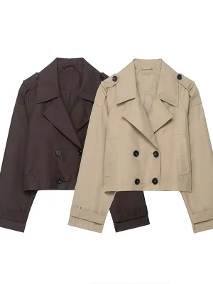 Women’s Double-Breasted Short Trench Coat