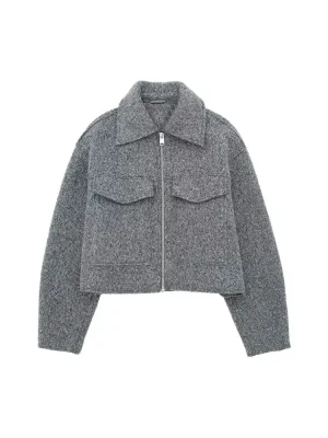 Cropped Patch Pocket Jacket for Women