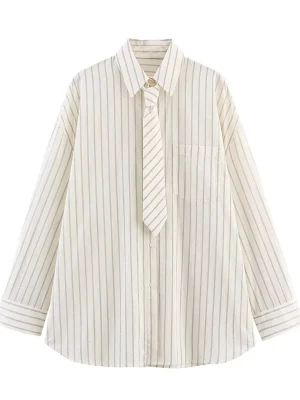 Striped Boyfriend Tie Shirt