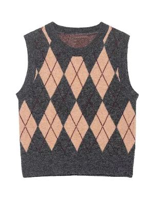 Autumn Women’s Knitted Argyle Vest