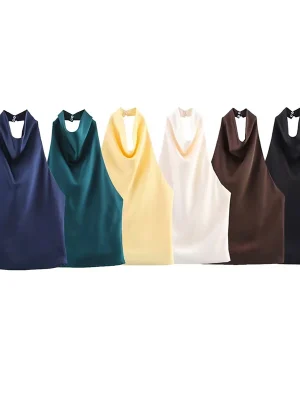 Satin Halter Backless Camisole for Women