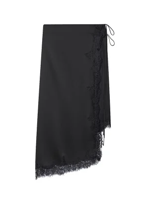 Women’s Lace Splice Satin Midi Skirt