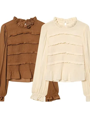 Spring New Women’s Slim Fit Pleated Chic Top