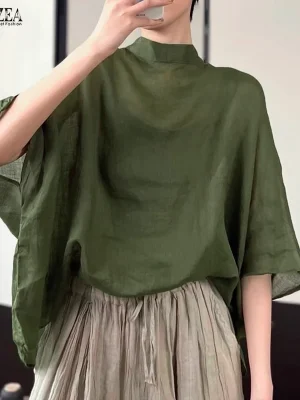 Women’s Bat Sleeve Asymmetrical Blouse