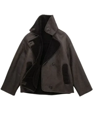 Women’s Faux Leather Plush Bomber Jacket