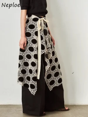 Women’s Polka Dot Lace A-Line Midi Skirt