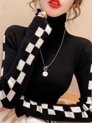 Simple Turtleneck Knitted Sweater