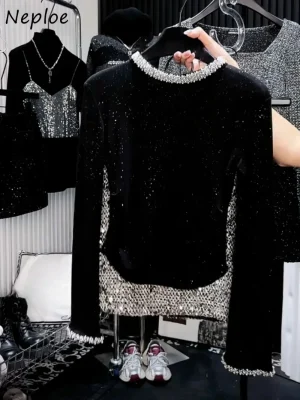 Elegant Sequin Beaded Women’s Crop Top