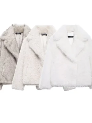 Women’s Solid Faux Fur Coat