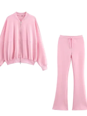 Women’s Casual 2-Piece Coat & Flared Pants Set