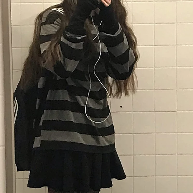 Gothic Striped Oversized Tee - Image 2