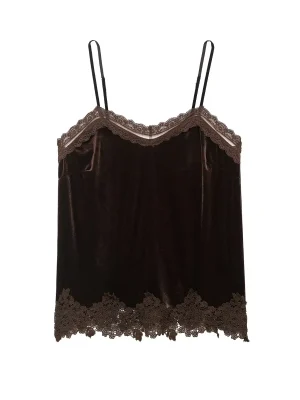 Women’s Velvet Lace V-Neck Tank Top