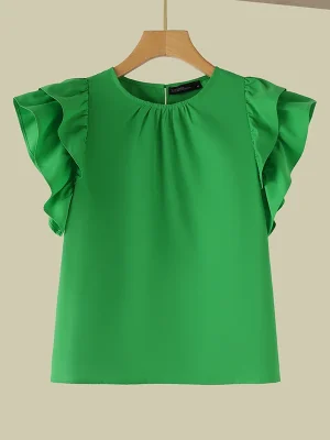 Women’s Korean Style Ruffle Sleeveless Blouse