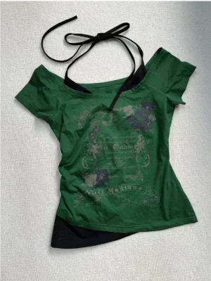 Vintage Off-Shoulder Halter Women’s Top