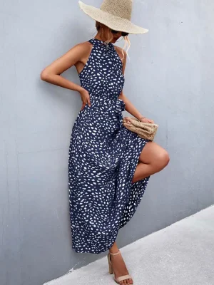 Floral Maxi Dress Off Shoulder Lace Up Summer Style